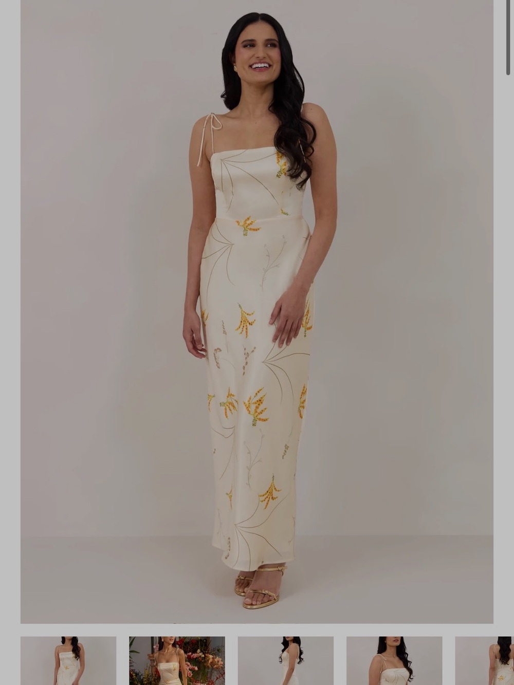 Park & Fifth Lenore Cream Maxi Dress with Yellow Floral Detail